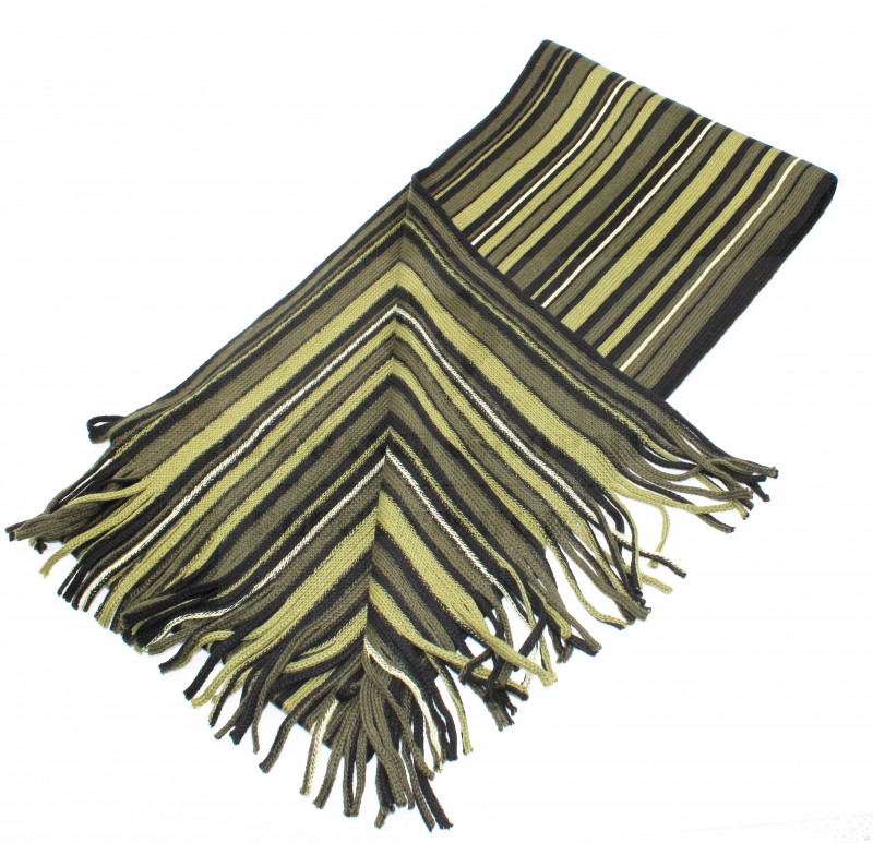    Newsmen unisex kötött sál - Fekete-zöld csíkos