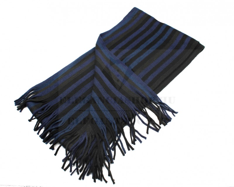 Newsmen unisex kötött sál - Fekete-kék csíkos Férfi kesztyű, sál Newsmen unisex kötött sál - Fekete-kék csíkos Férfi kesztyű, sál
