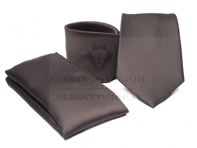 Prémium nyakkendő szett - Sötétbarna mintás Szettek