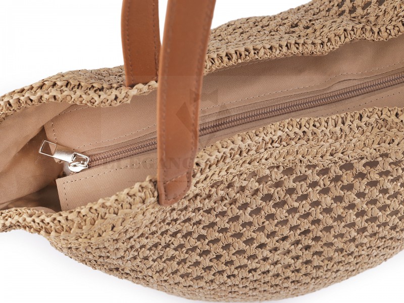                                    Horgolt raffia táska cipzár zárral Női táska, pénztárca, öv