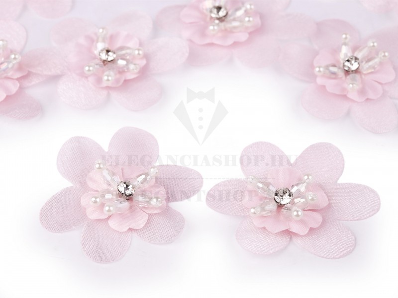 Virág csiszoltkövekkel és gyöngyökkel - 10 db/csomag