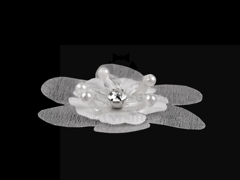 Virág csiszoltkövekkel és gyöngyökkel - 10 db/csomag