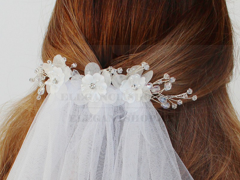 Virág csiszoltkövekkel és gyöngyökkel - 10 db/csomag