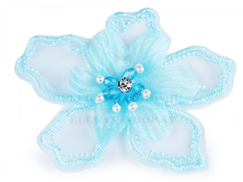 VIrág gyöngyökkel és kövekkel - 10 db/csomag