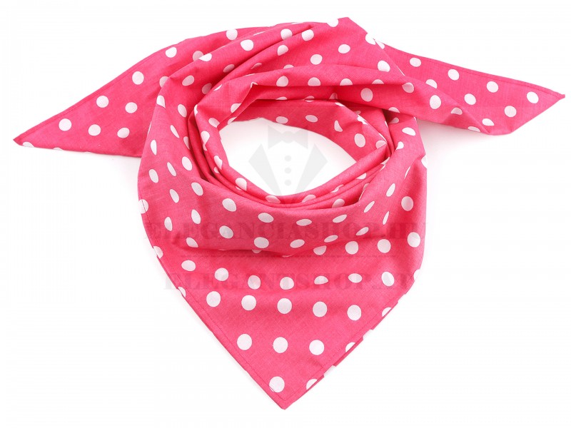Pöttyös pamut kendő - Pink-fehér Női divatkendő és sál Pöttyös pamut kendő - Pink-fehér Női divatkendő és sál