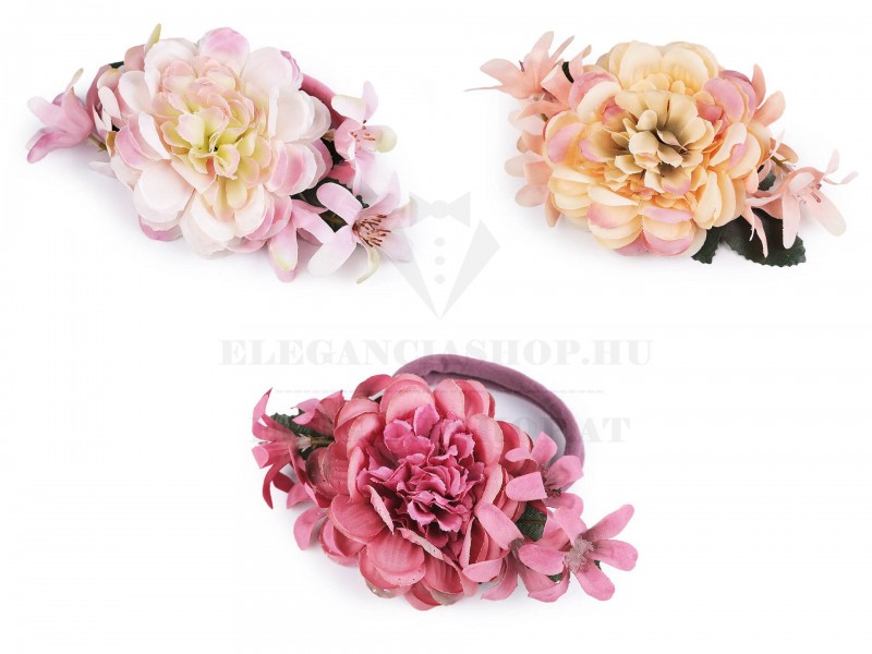 Hajgumi virágokkal Ékszer, hajdísz