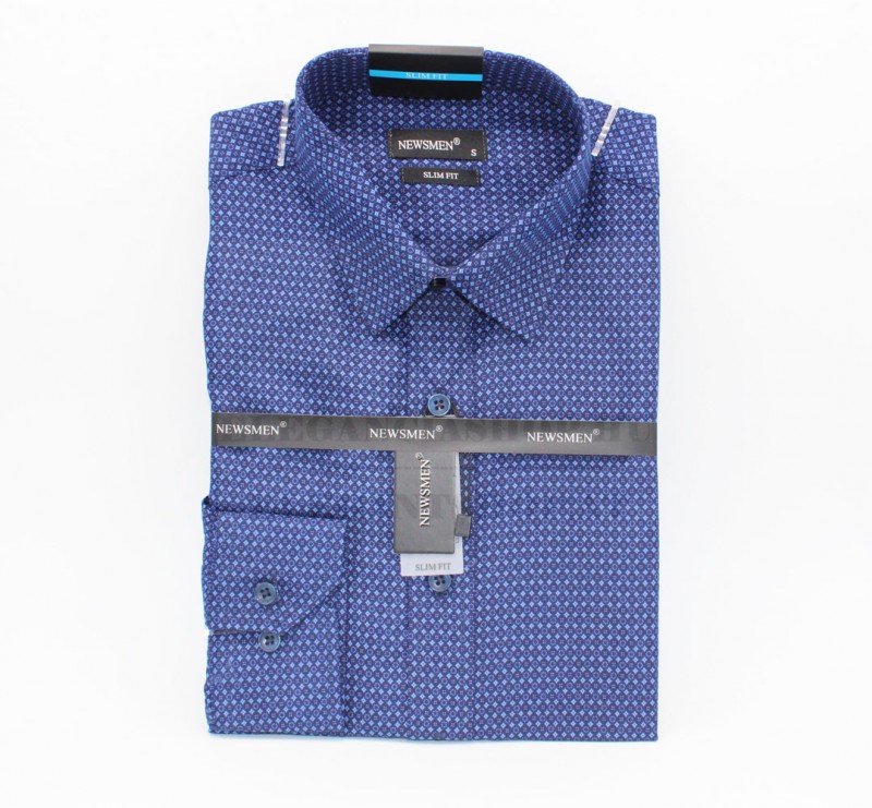            NM h.u slim fit elasztikus ing - Kék mintás Slim, Smart fazon