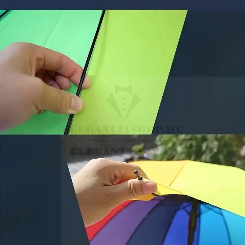   Nagy szivárványos esernyő szélálló 16 szálas Férfi esernyő,esőkabát