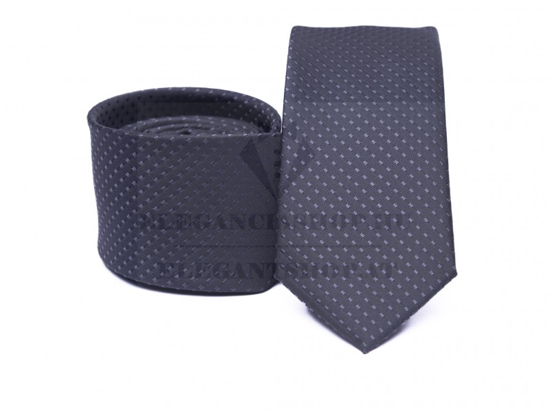    Prémium slim nyakkendő - Sötétszürke aprópöttyös Aprómintás nyakkendő