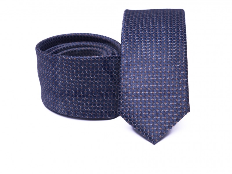    Prémium slim nyakkendő - Sötétkék pöttyös Aprómintás nyakkendő