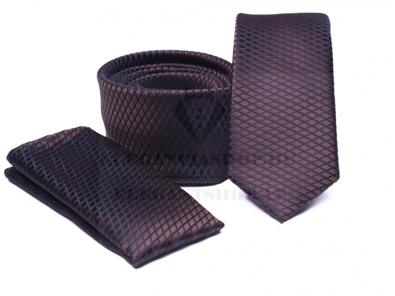    Prémium slim nyakkendő szett - Sötétbordó Aprómintás nyakkendő