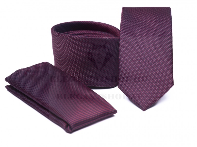    Prémium slim nyakkendő szett - Burgundi Aprómintás nyakkendő