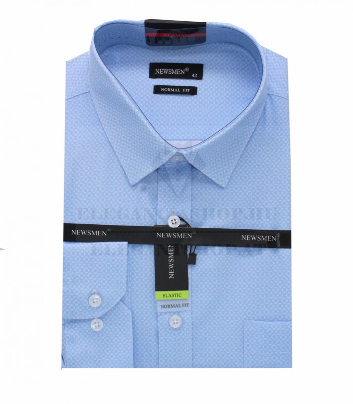                              NM h.u normál fit elasztikus ing - Világoskék mintás Hosszúujjú ing