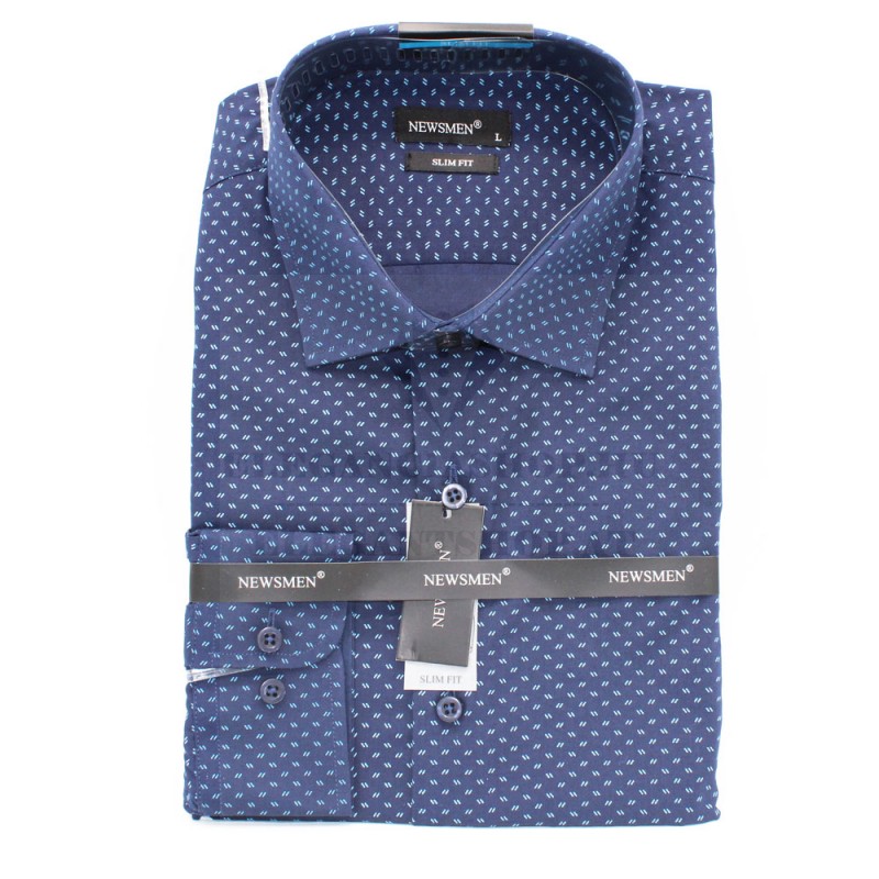             NM h.u slim elasztikus ing - Sötétkék mintás Slim, Smart fazon