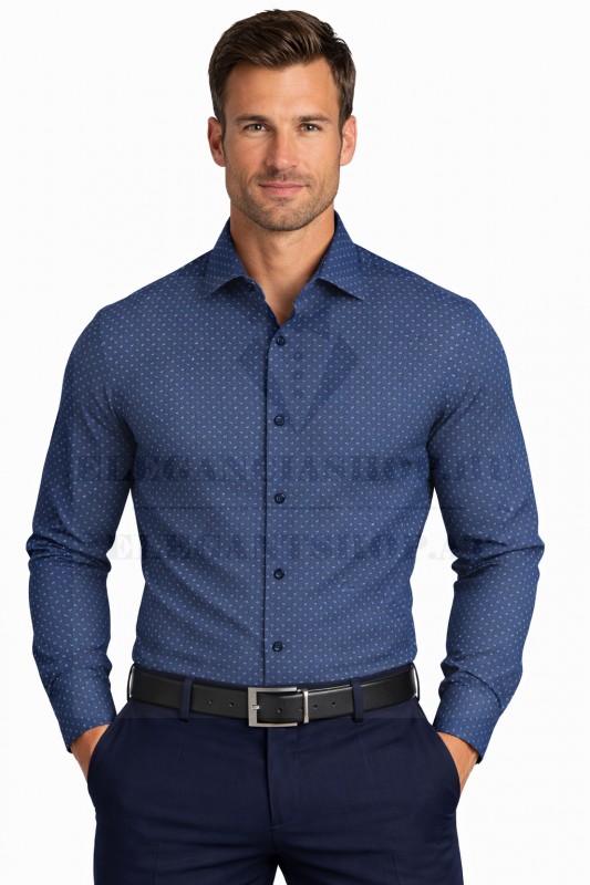             NM h.u slim elasztikus ing - Sötétkék mintás Slim, Smart fazon