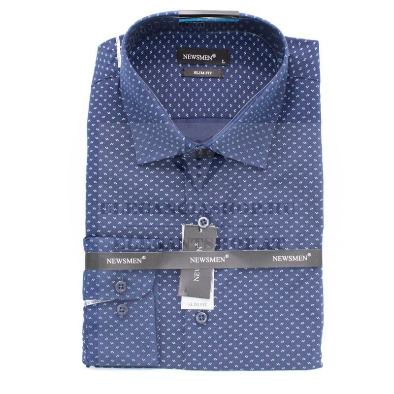             NM h.u slim elasztikus ing - Sötétkék mintás Slim, Smart fazon