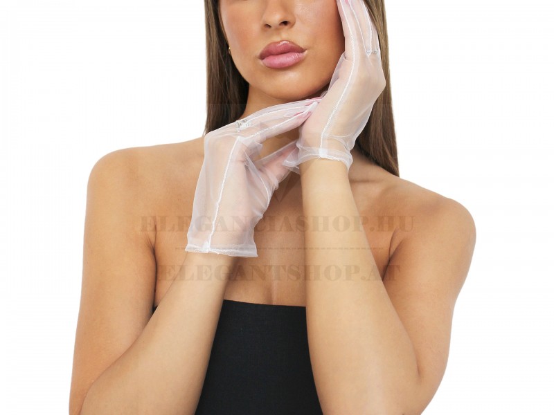     Női alkalmi tüll kesztyű - Fehér Női kiegészítők