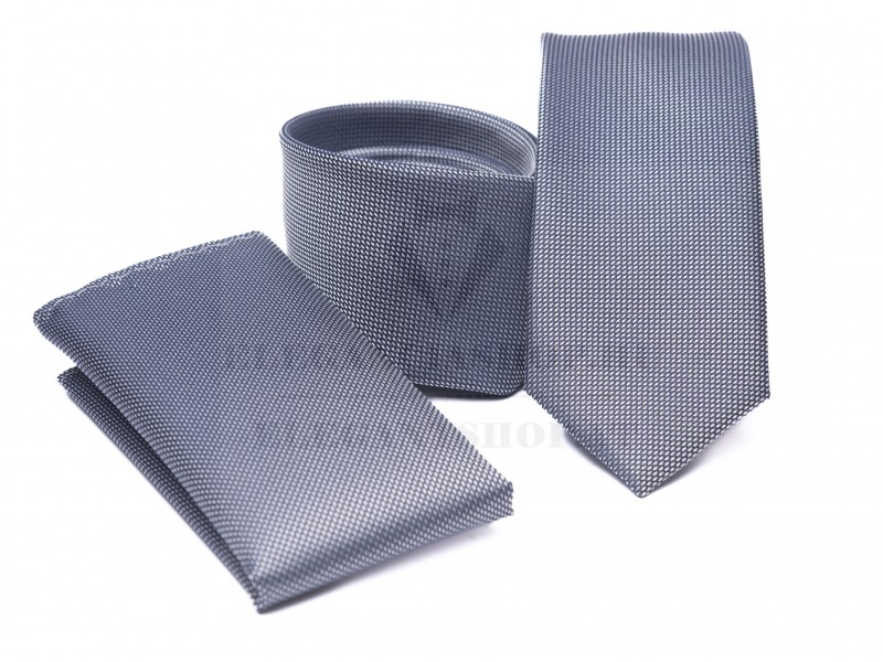    Prémium slim nyakkendő szett - Kékesszürke Aprómintás nyakkendő
