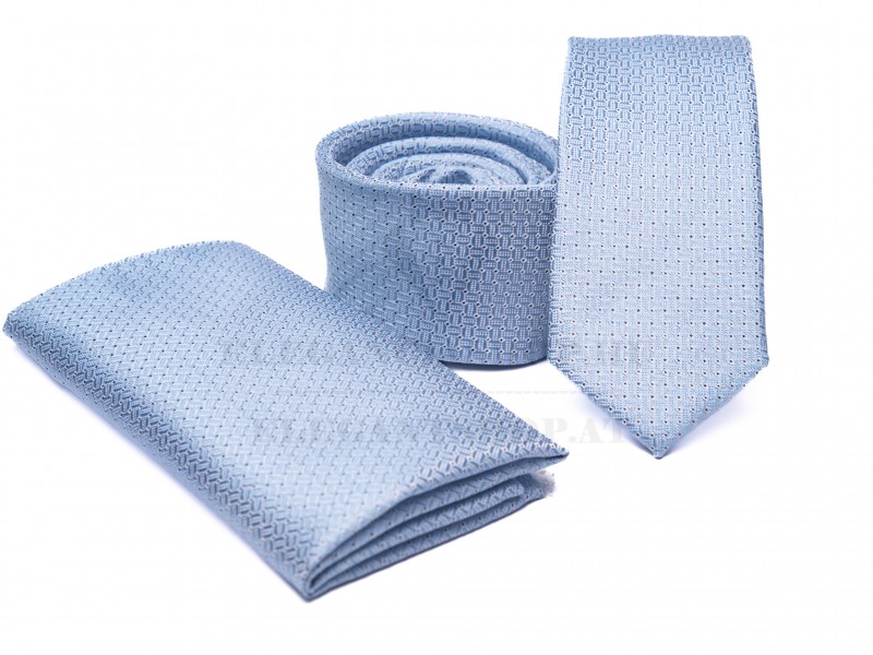    Prémium slim nyakkendő szett - Világoskék Aprómintás nyakkendő