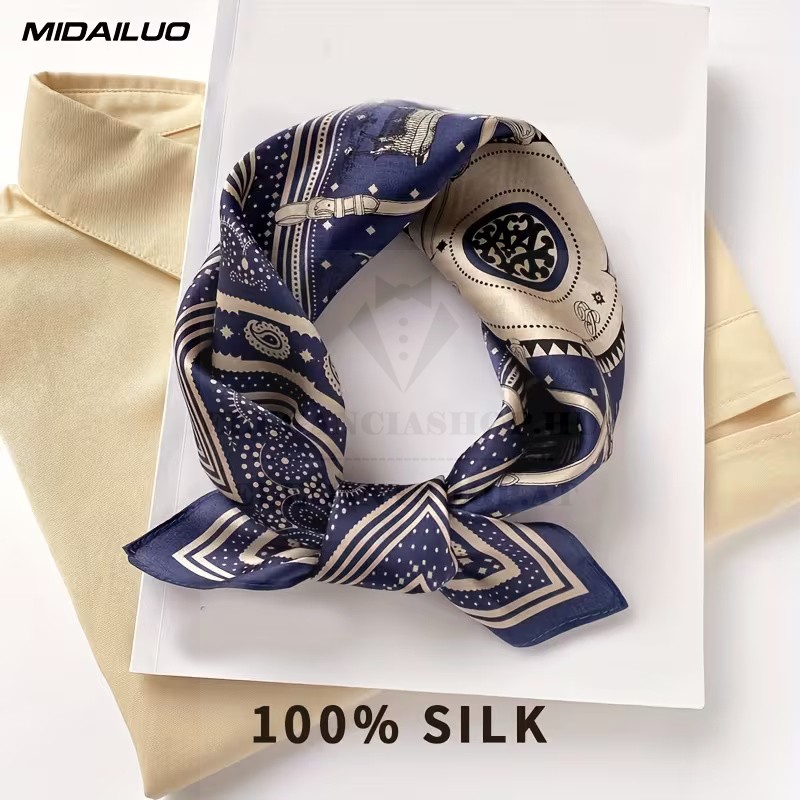 Unisex exklúzív selyem sál - Kék mintás Unisex exklúzív selyem sál - Kék mintás