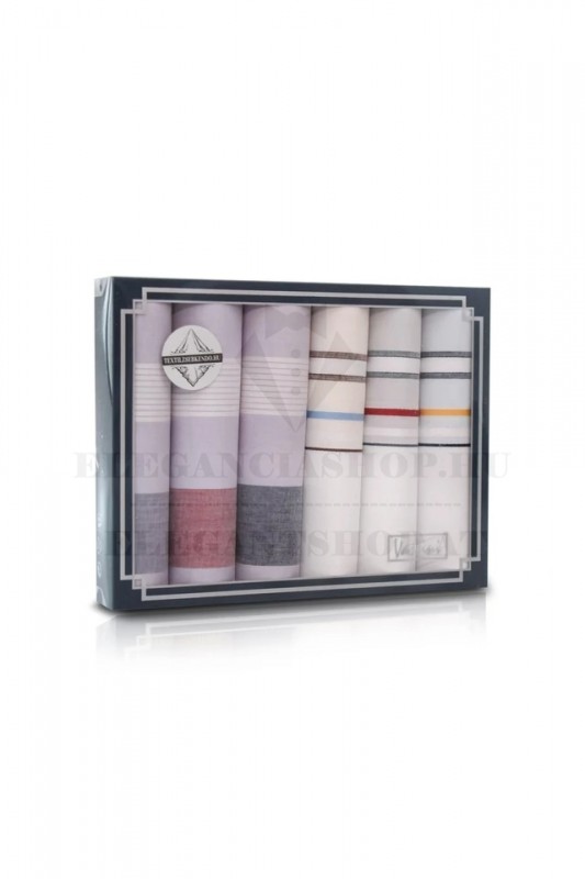     Zsebkendő csomag díszdobozban - 6 db Pamut zsebkendő