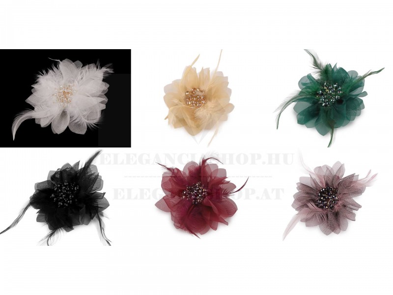 Bross csiszolt üveggyöngyökkel és tollal Kitűzők, Brossok Bross csiszolt üveggyöngyökkel és tollal Kitűzők, Brossok