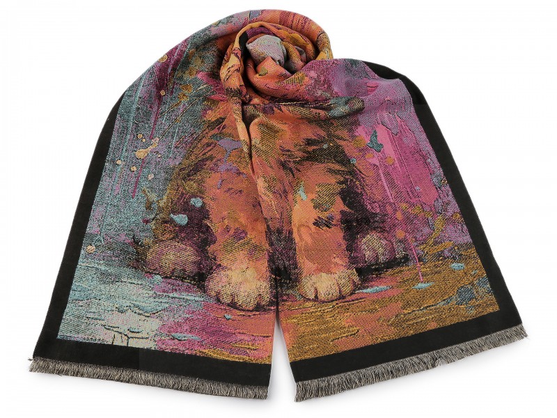              Kendő rojtos kasmir cica - 65x190 cm Női divatkendő és sál