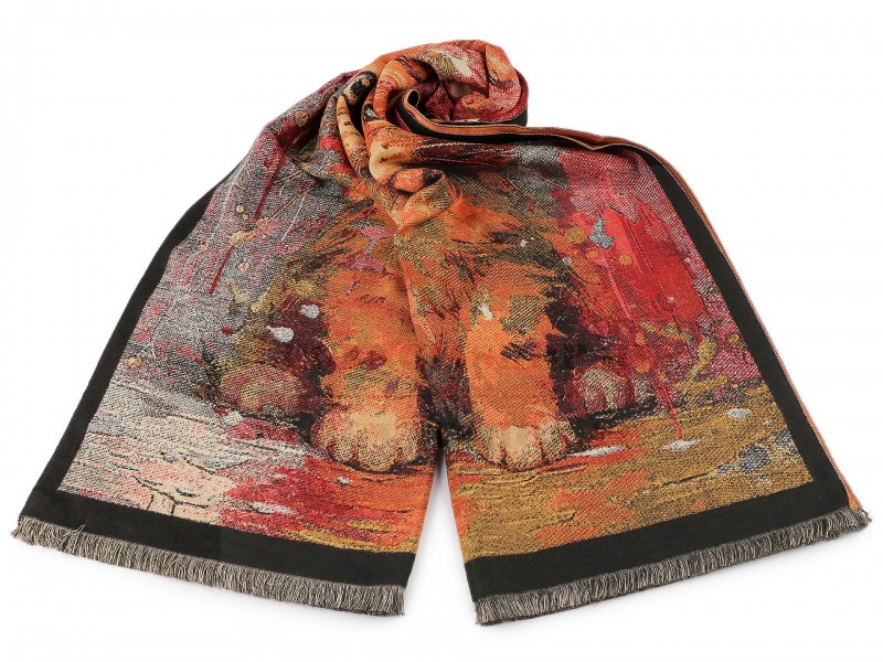              Kendő rojtos kasmir cica - 65x190 cm Női divatkendő és sál