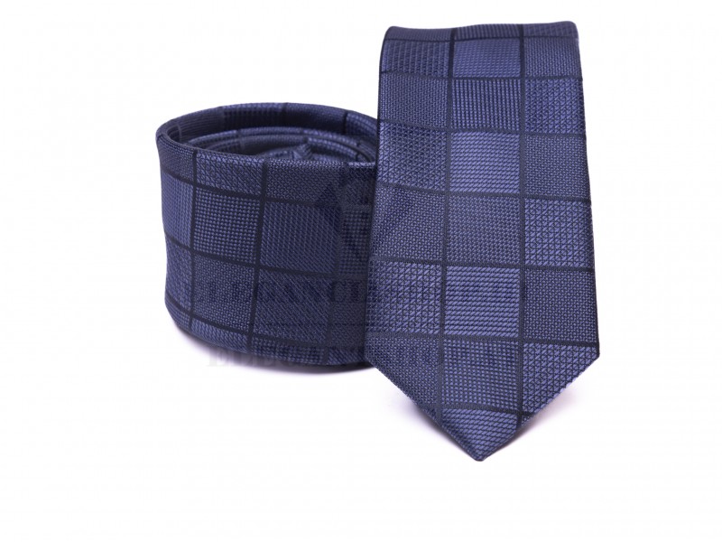 Prémium slim nyakkendő - Sötétkék kockás Prémium slim nyakkendő - Sötétkék kockás