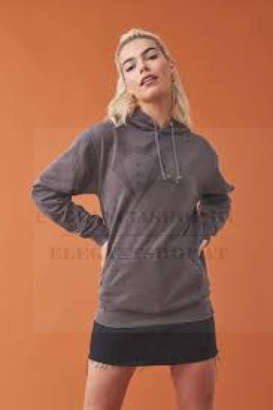                                          Unisex pamut kapucnis pulóver - Mosott szürkés-barna Férfi pólók,pulóverek