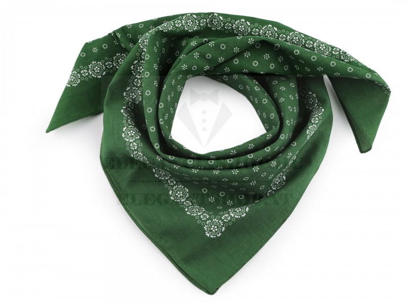 Pamut aprómintás kendő - Zöld-fehér