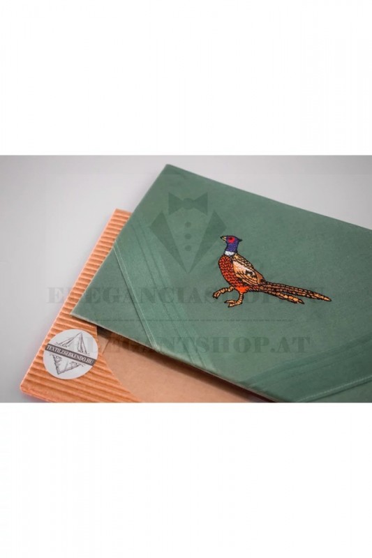                  Hímzett pamut zsebkendő - Fácán Pamut zsebkendő