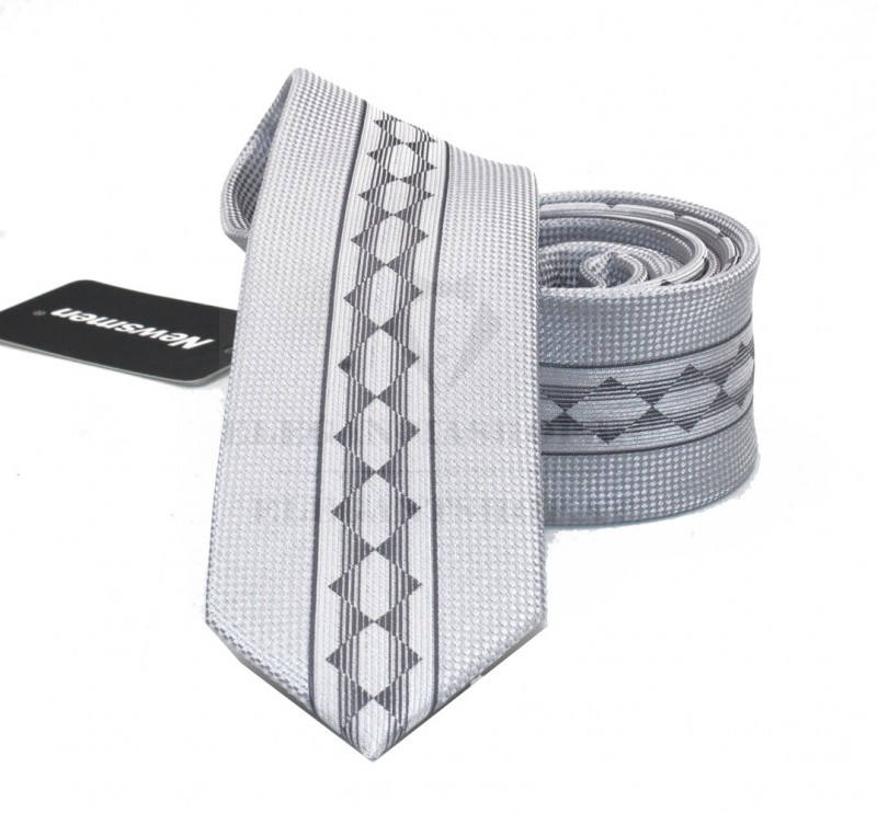 NM slim szövött nyakkendő - Ezüst csíkos NM slim szövött nyakkendő - Ezüst csíkos