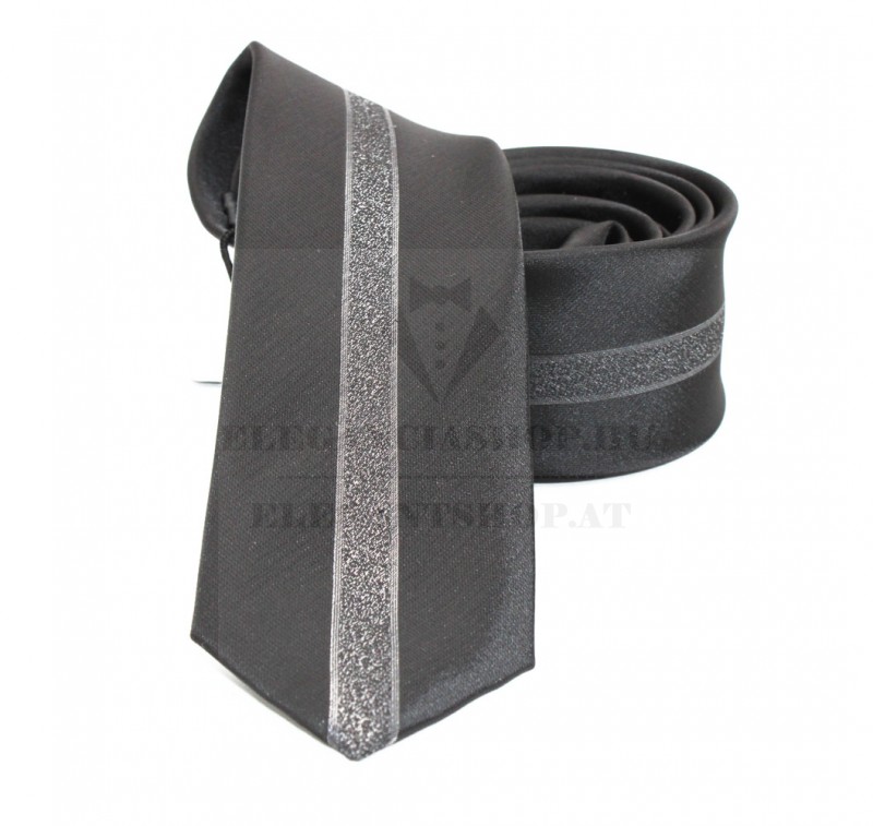                    NM slim szövött nyakkendő - Ezüst-fekete csíkos Csíkos nyakkendő