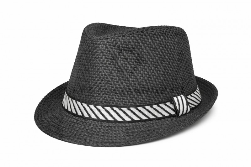   Szalmakalap csíkos - Fekete Női sapka,kesztyű,sál