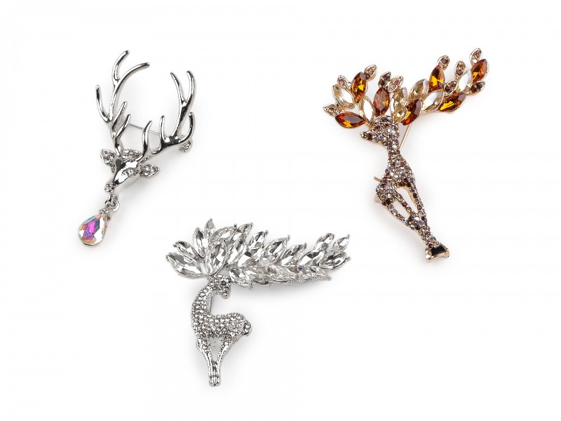 Bross csiszolt kövekkel szarvas kitűző Kitűzők, Brossok
