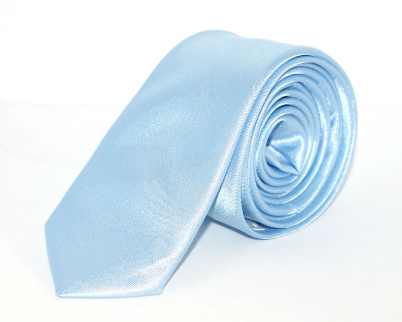 Szatén slim nyakkendő - Világoskék