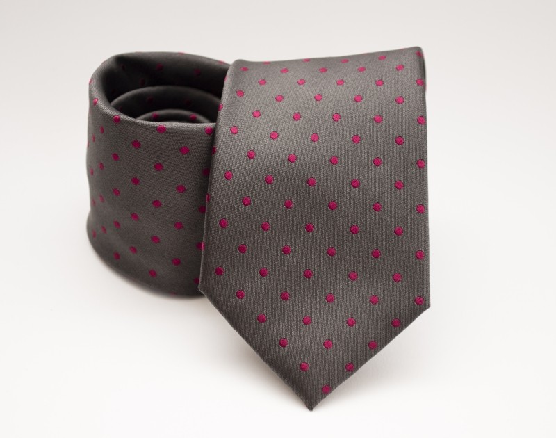 Prémium selyem nyakkendő - Barna-pink pöttyös Selyem nyakkendők