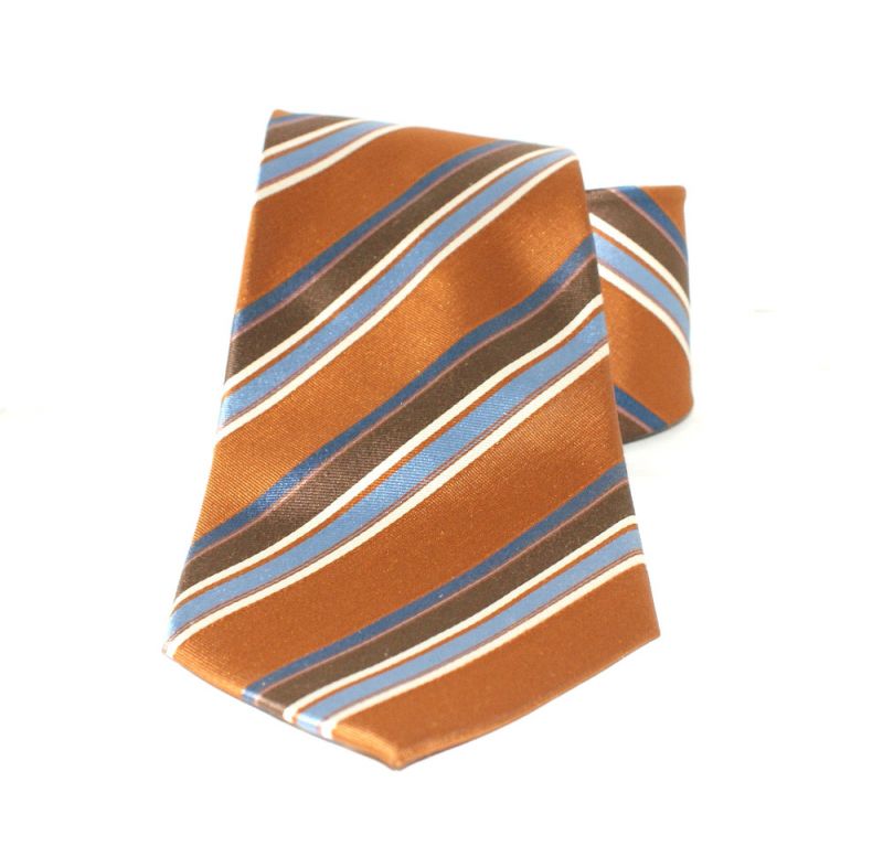 Saint Michael selyem nyakkendő - Aranybarna csíkos