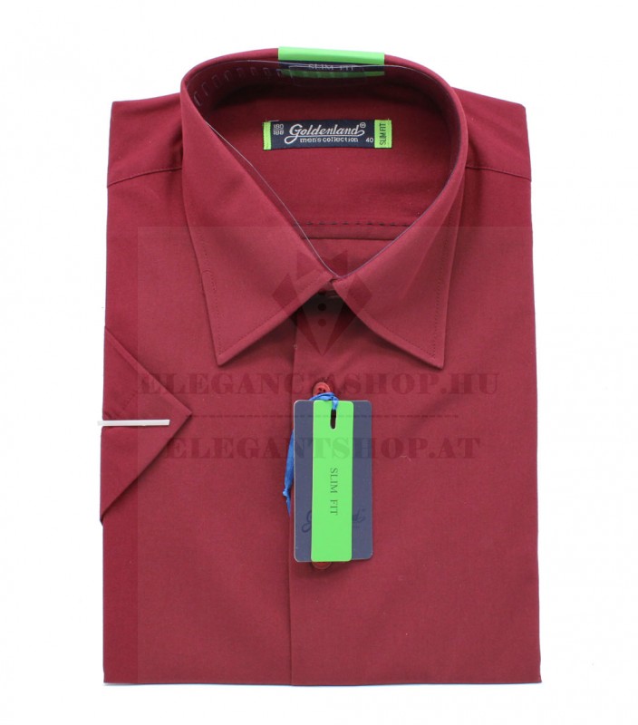   Goldenland slim rövidujjú ing - Bordó Slim, Smart fazon