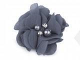 Textil virág - Szürkéskék