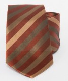 Prémium selyem nyakkendő - Tégla-barna csikos
