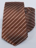 Prémium selyem nyakkendő - Rozsdabarna-fehér csíkos Selyem nyakkendők