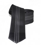                    NM slim szövött nyakkendő - Fekete-ezüst csíkos Csíkos nyakkendő
