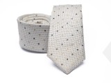 Prémium slim nyakkendő - Ecru-barna pöttyös