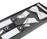       Newsmen nadrágtartó szett - Fehér-ezüst aprópöttyös