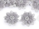 Virág gyöngyökkel 10db/csomag - Szürke Kitűzők, Brossok