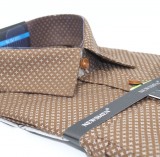             NM h.u slim elasztikus ing - Barna aprómintás Slim, Smart fazon