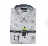             NM h.u slim fit elasztikus ing - Fehér-fekete mintás Hosszúujjú ing