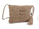                                     Horgolt raffia táska cipzár zárral